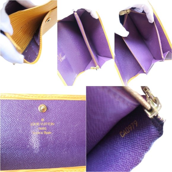 184111G V Louis Vuitton Wallet Long Portefeuille Sarah Yellow Epi - Picture 3 of 8